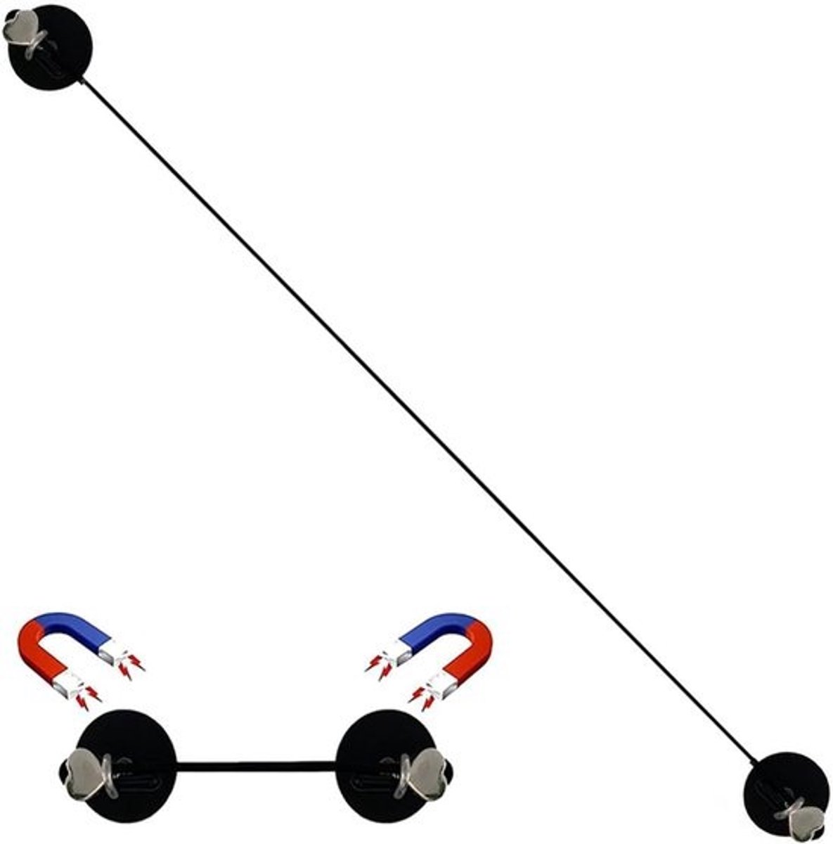 Magnetische gordijnroede - Deurroede - Voor gordijnen ophangen - Boorvrije montage - Verstelbaar - 50-90cm - Zwart