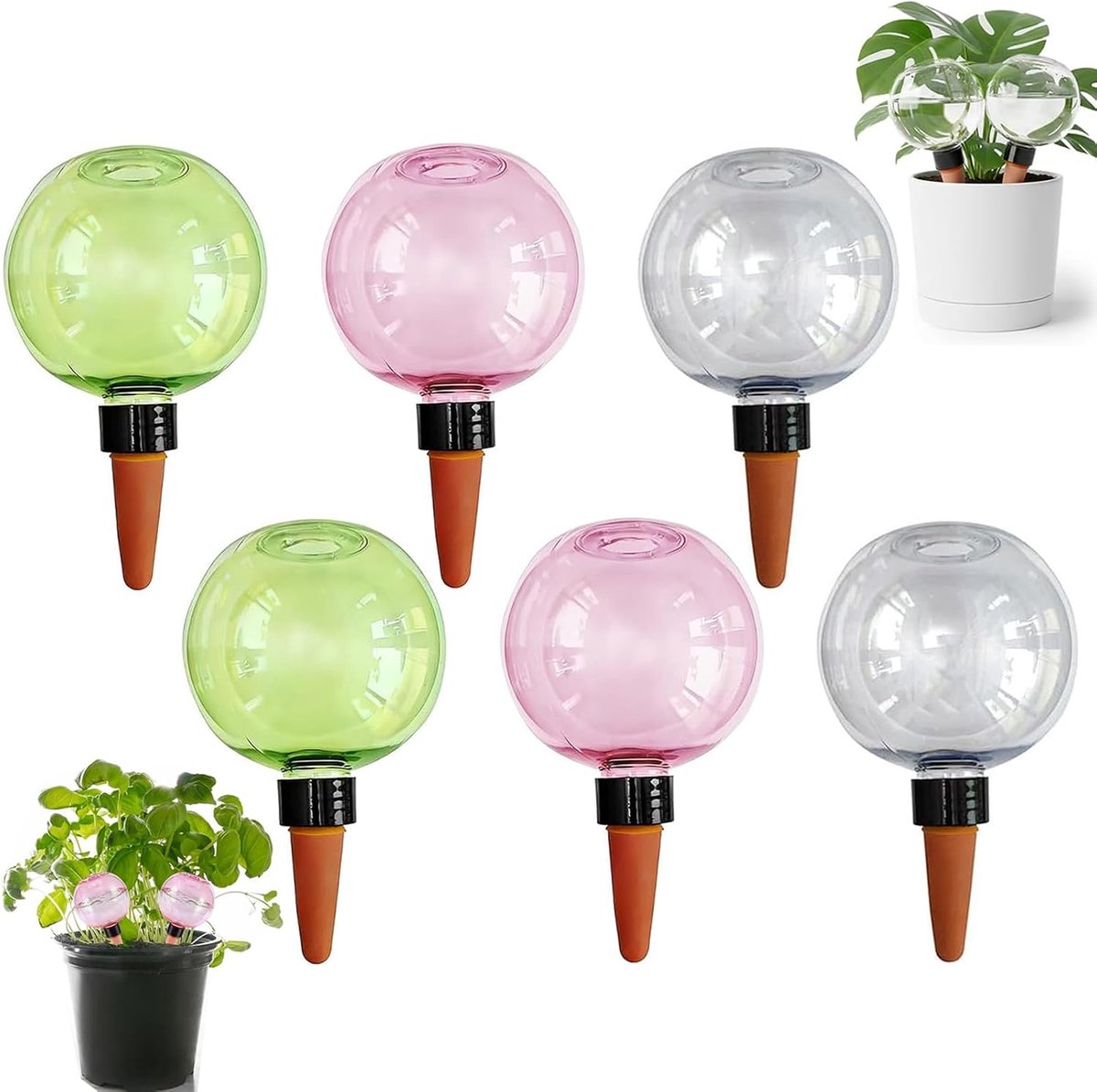 SnelShoppen - 6 Waterballen voor Planten 500ml - Automatische Bewateringsballen voor Kamer, Balkon en Tuinplanten - Hoogwaardig PP Materiaal en Kleike