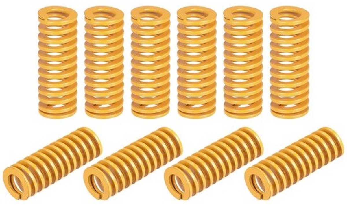 10 stuks - Lichte drukveren - 12 mm buitendiameter - 35 mm lang - Geel