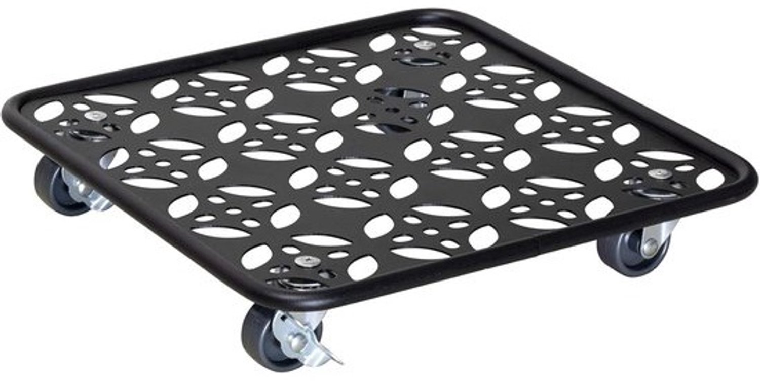Stalen plantenroller - Met remwielen voor binnen en buiten - Zwart