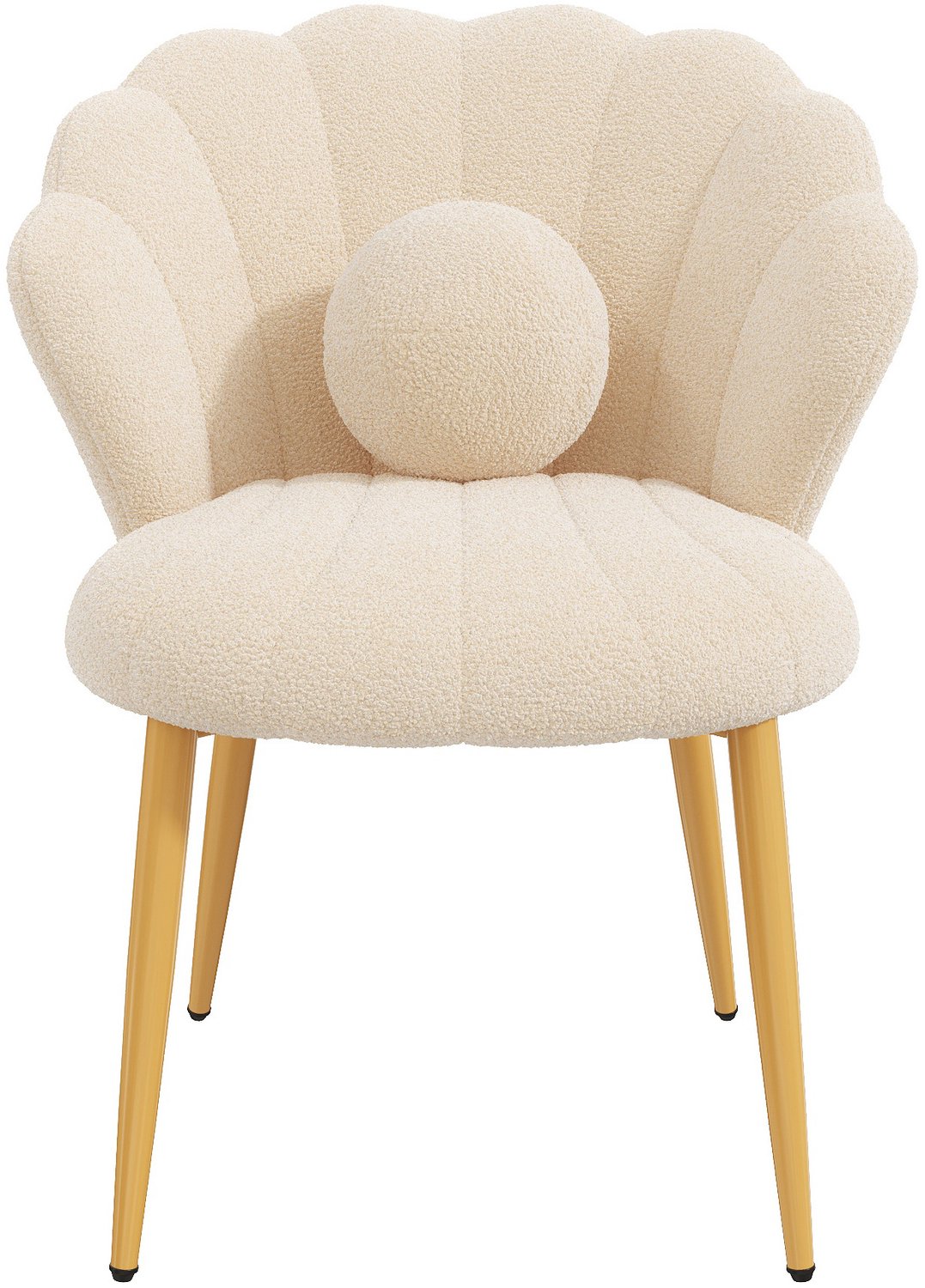 MODENUIT Eetkamerstoel - 2 Stoelen Met Teddystof En Sierkussens - Metalen Poten - Beige - 60x62,5x83