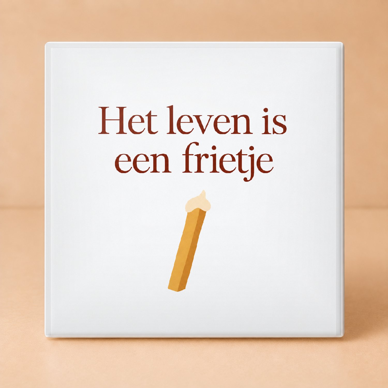 Bedruk King Sfeervolle Boho Hakuna Patata Tegel – Organische Wanddecoratie met Inspirerende Frietje Quote voor Thuis - 11 x 11 cm Wit