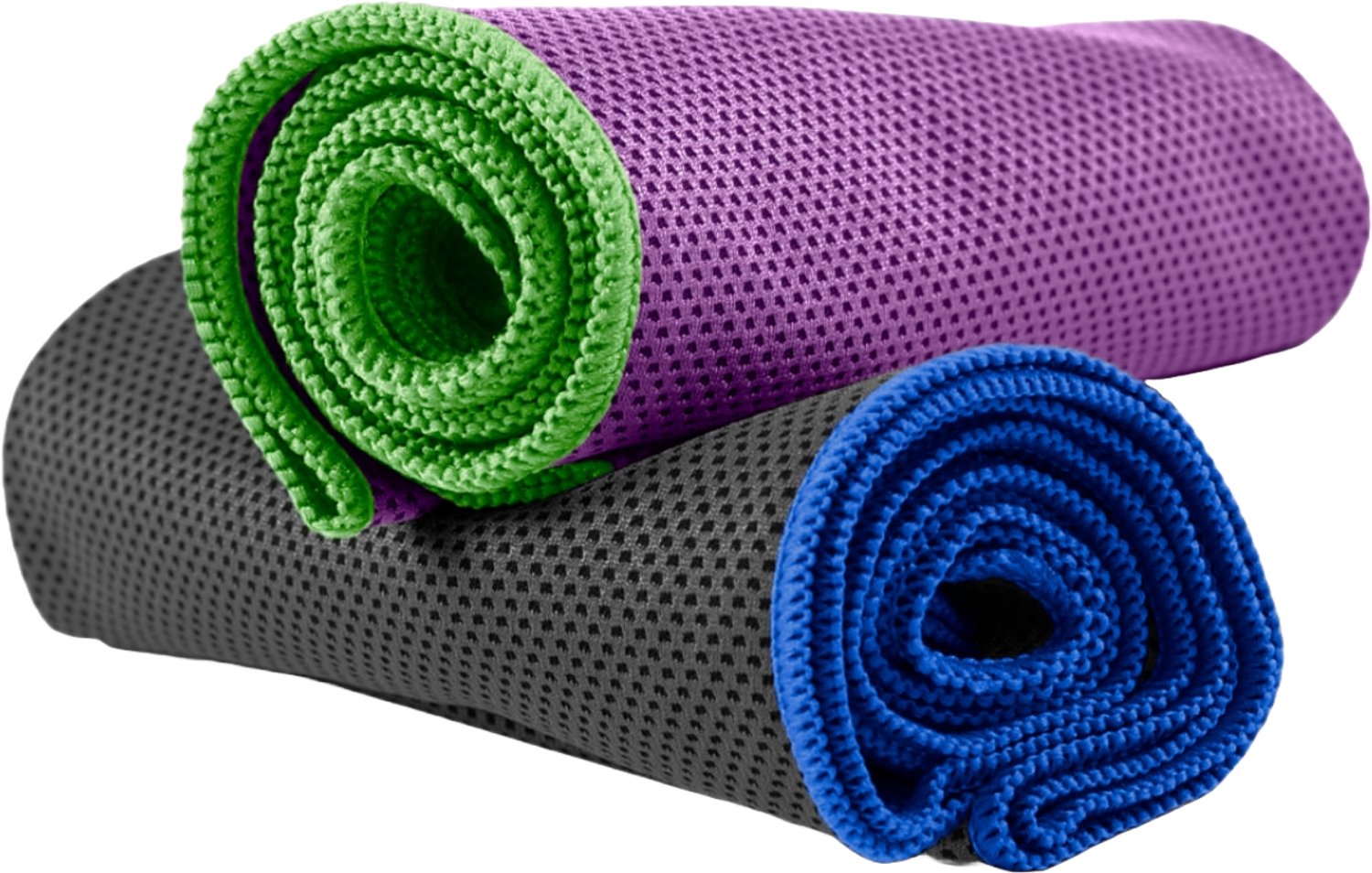 NirvanaShape - microvezel handdoek - verkoelende handdoek - koelhanddoek met directe verkoeling - ultralichte cooling towel - 60 x 30 cm - Lila / Lichtgroene Rand
