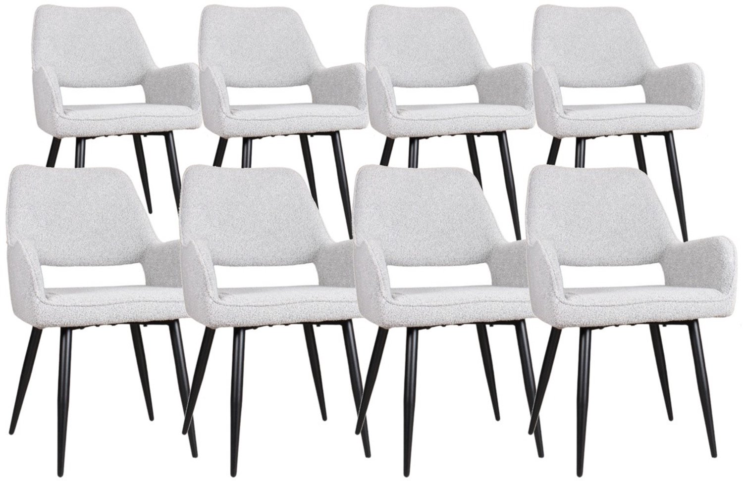 DS4U - - Lenon armstoel - Set van 8 - Grijs - Boucle