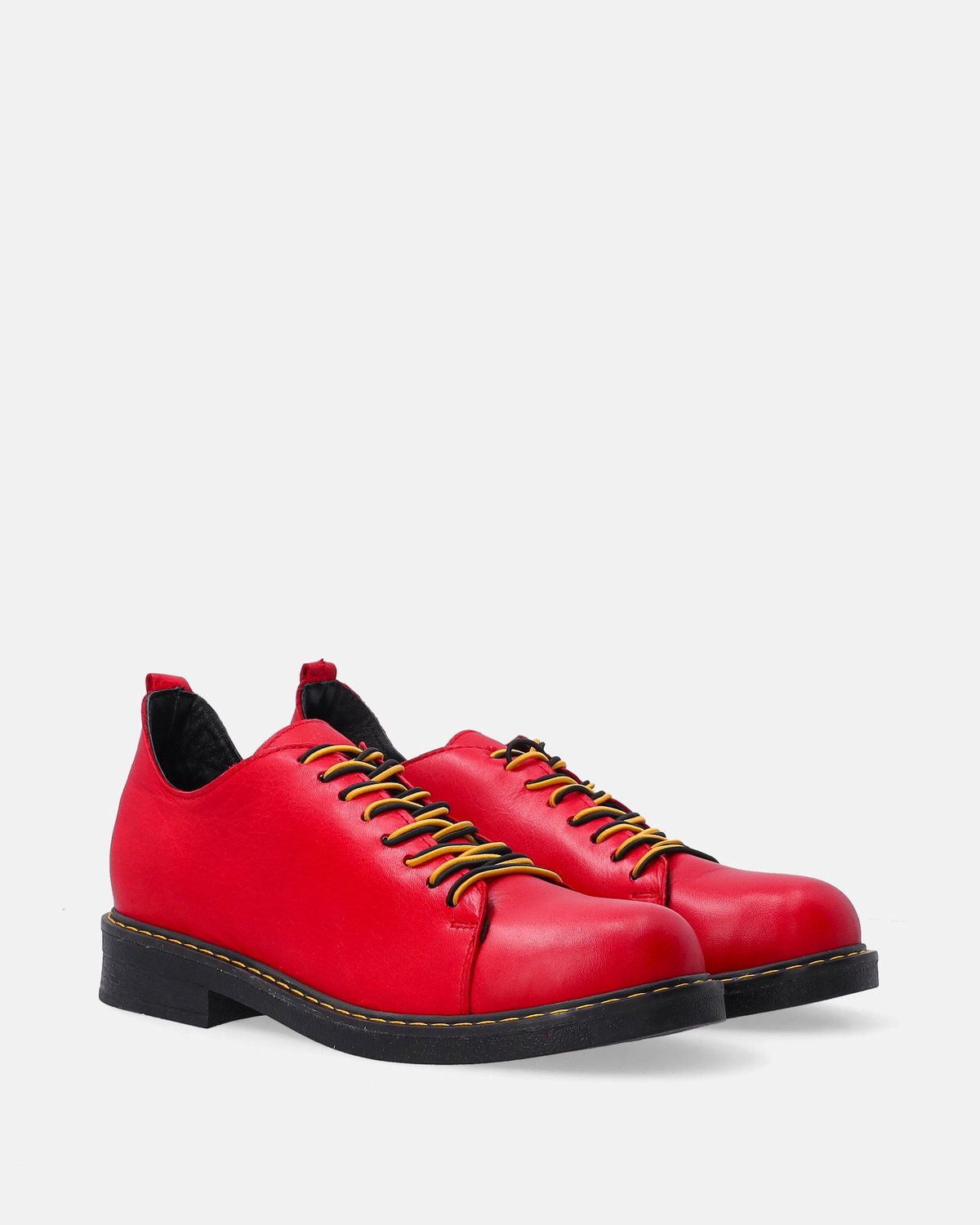 Rode leren veterschoenen - Gekleurde veters - Maat 40
