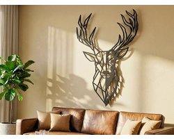 VAILLA Hertenkop Wanddecoratie Hout 3D – Muurdecoratie Kantoor Woonkamer – 43 x 70 cm
