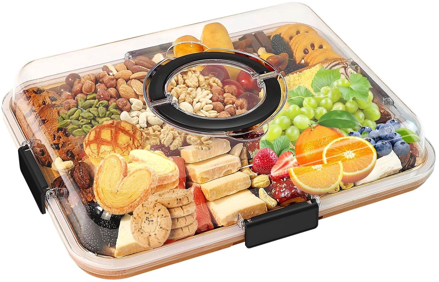 Famanu – Draagbare snacklepel met bamboe deksel en handgreep, geschikt voor picknick en feest