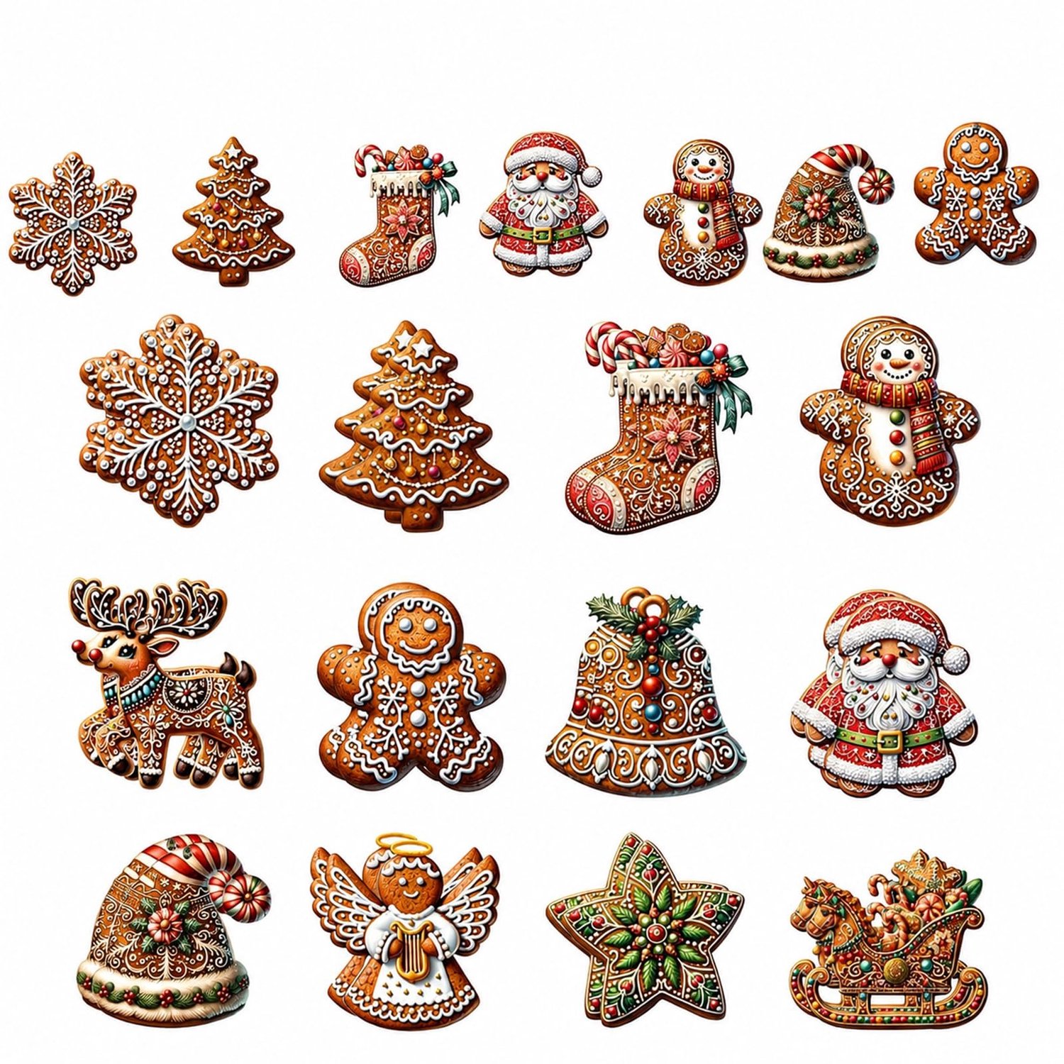 Famanu Acryl kerstboomhangers set met 24 decoraties in 12 motieven wit