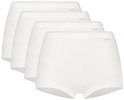 Vierpack witte Ten Cate dames shorts met elastische tailleband en subtiel merklogo.