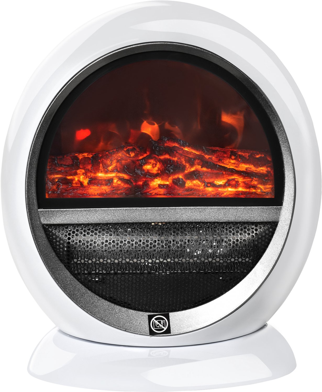 TEKROA® Draagbare elektrische haard met roterend vlameffect - 1500 W elektrische kachel - met oververhittings- en omvalbeveiliging - bereik van 10–15 m² - 30,5 x 18 x 35 cm - wit