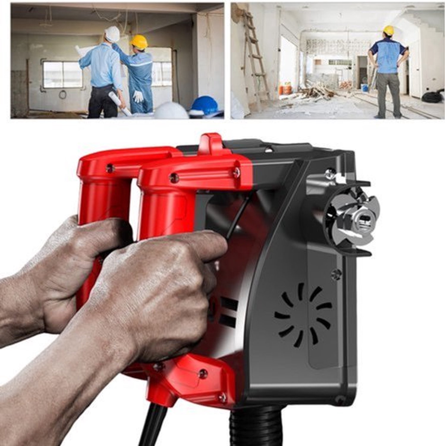 Muurfreesmachine Elektrisch - 1200 W Vermogen - 1-4 mm Maximale Freesdiepte - 220 V Netstroom - Zwart Rood - Voor Wandbewerking