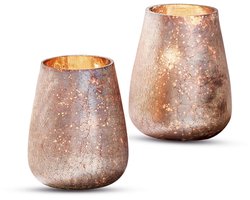 LOBERON Windlicht set van 2 Chanut roze/goudkleurig