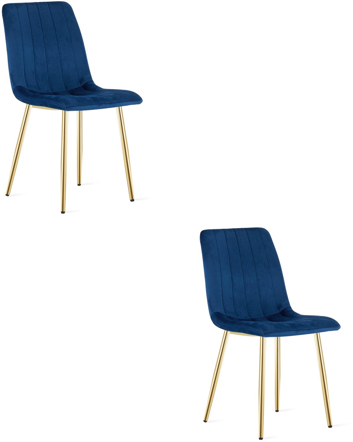 Oskar LAVA Eetkamerstoelen – Set van 2 – Marineblauw Velvet – Goudkleurige Metalen Poten – Comfortabele Gestoffeerde Zitting – Modern Design – Velvet Stoel voor Woonkamer, Keuken en Eetkamer – Max. 110 kg per Stoel
