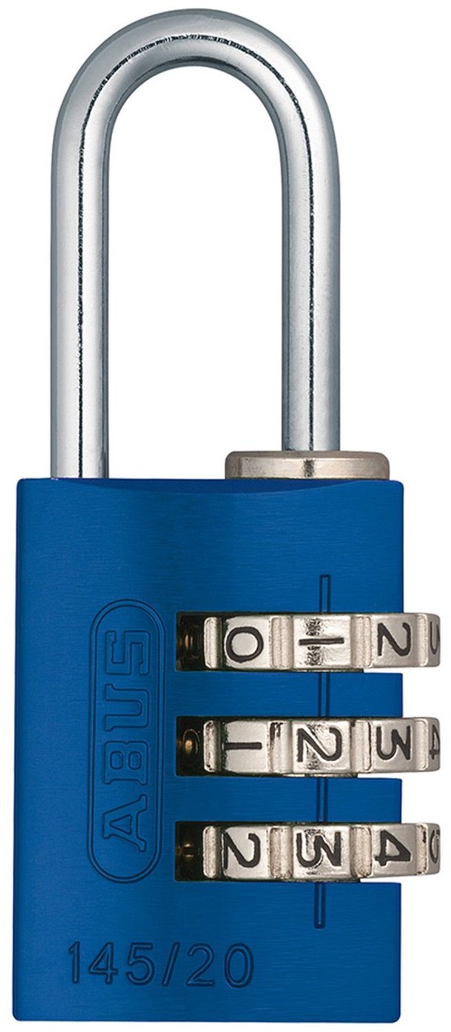 Abus Cijferhangslot 145/20 - 3-cijferig - Massief Aluminium Slothuis - Geanodiseerd & Corrosiebestendig - Geveerde Beugel - Bediening Zonder Sleutel - Gewicht 23 Gram - 20 mm - Rainbow