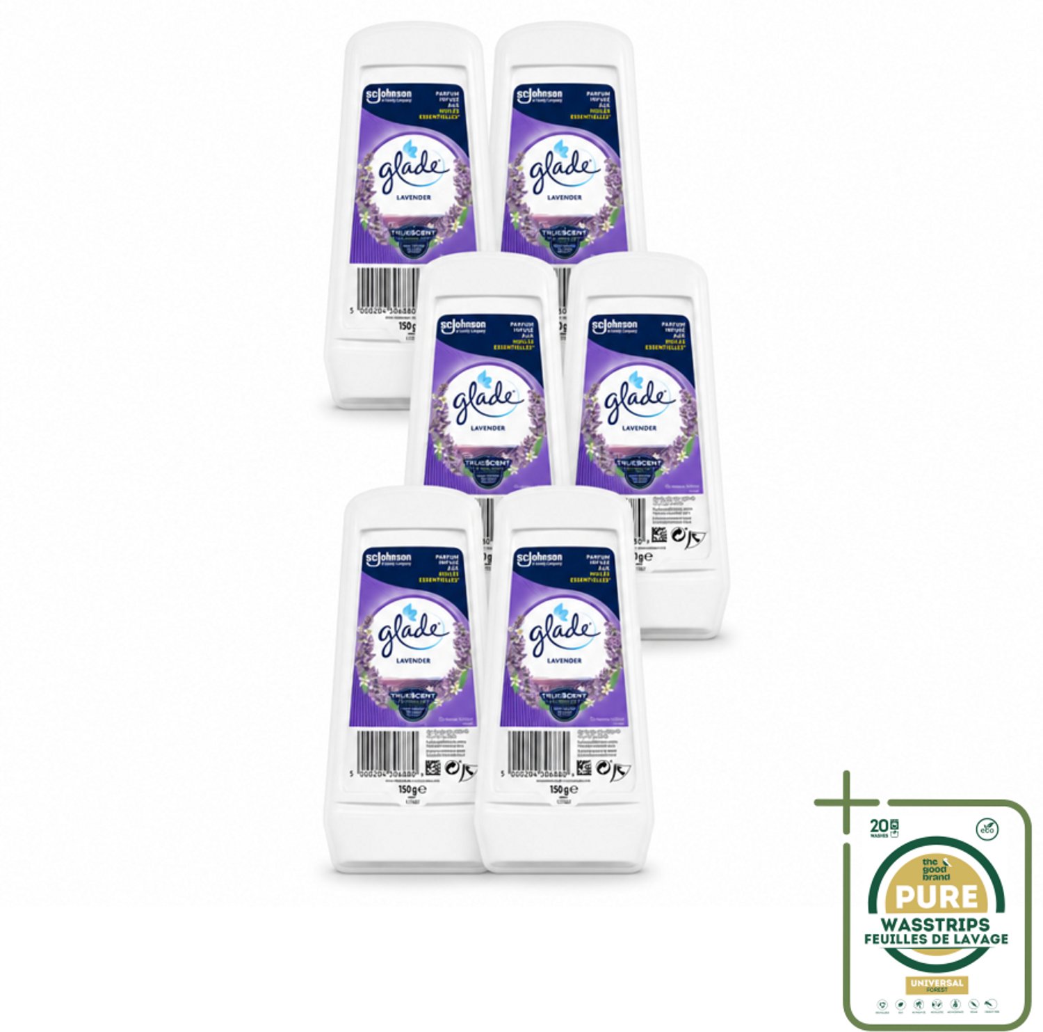 6 x Glade - Gel - Tranquil Lavender & Aloë - 150 g - Luchtverfrisser Gel - Lavendel Geur - Frisheid Thuis - Ontspanning Thuis - Geur Neutraliseren