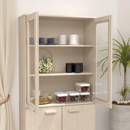 Bijzettafel kasten buffet kasten keuken kasten highboard top Hamar honingbruin 85x35x100 cm massief hout voor woonkamer, eetkamer en keuken — afbeelding 2