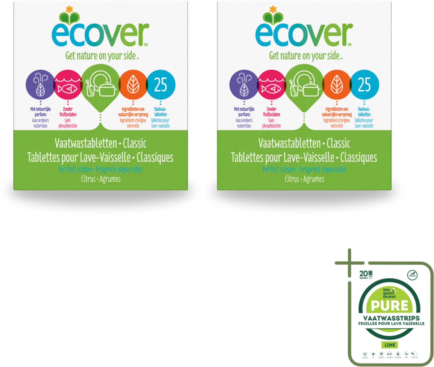2 x Ecover - Vaatwastabletten Classic - 25 Tabs - Grootverpakking - Vaatwasmiddel - Vaatwastablet - Plantaardig Schoonmaken - Fosfaatvrij - Biologisch Afbreekbaar