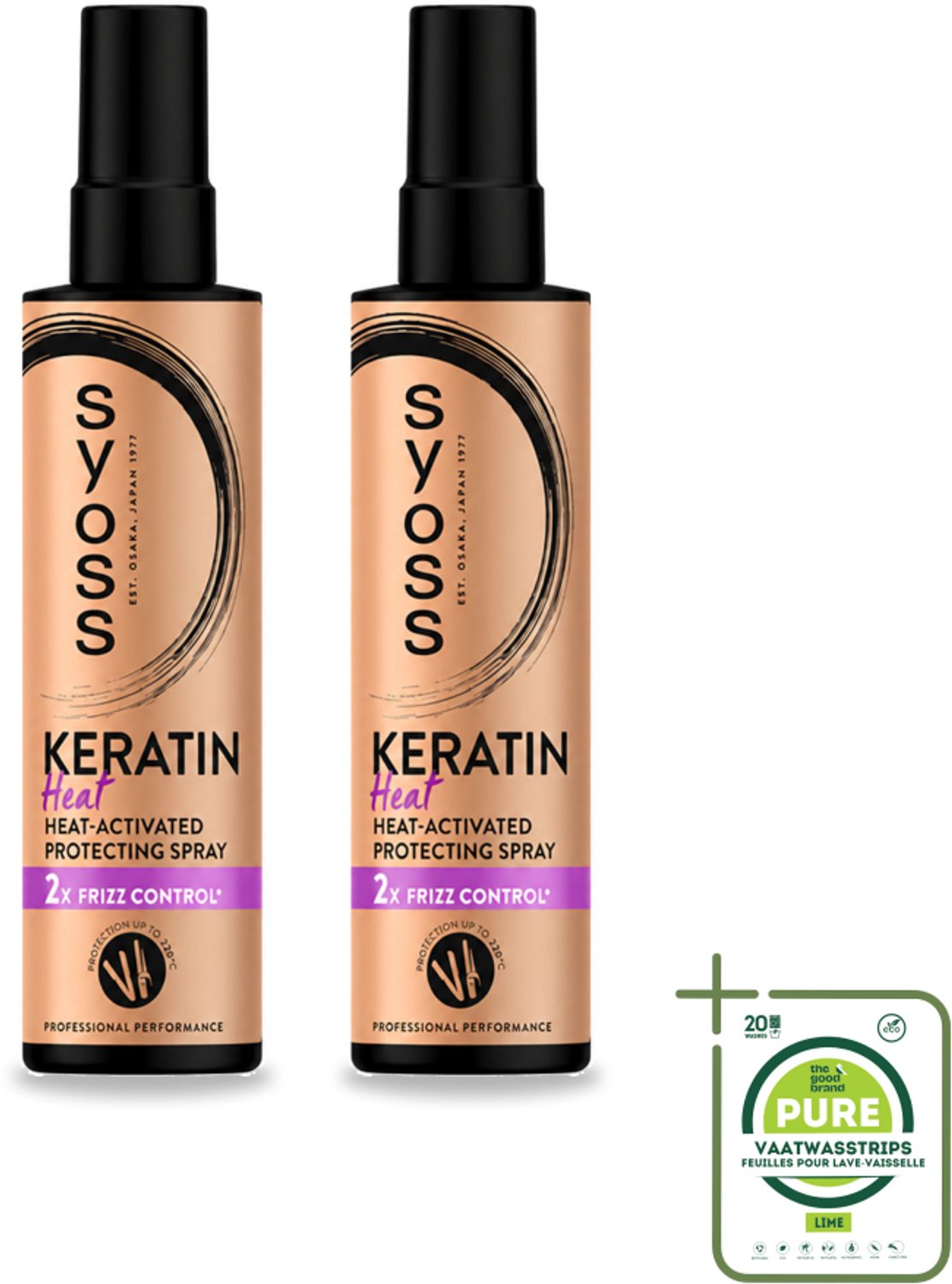 2 x Syoss - Keratin - Heatprotection Spray - Tot 220°C Bescherming - 200 ml - Grootverpakking - Hittebescherming Haar - Keratine Spray - Pluiscontrole Haar - Zijdezachte Finish - Haar Bescherming