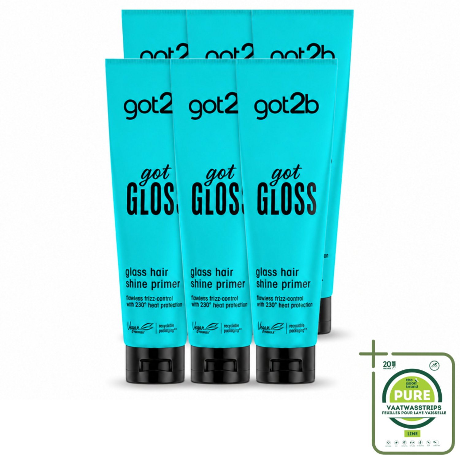 6 x Got2B - Haarprimer - Got Gloss - 150 ml - Grootverpakking - Haarprimer - Glans - Pluiscontrole - Hittebescherming - Haarstyling