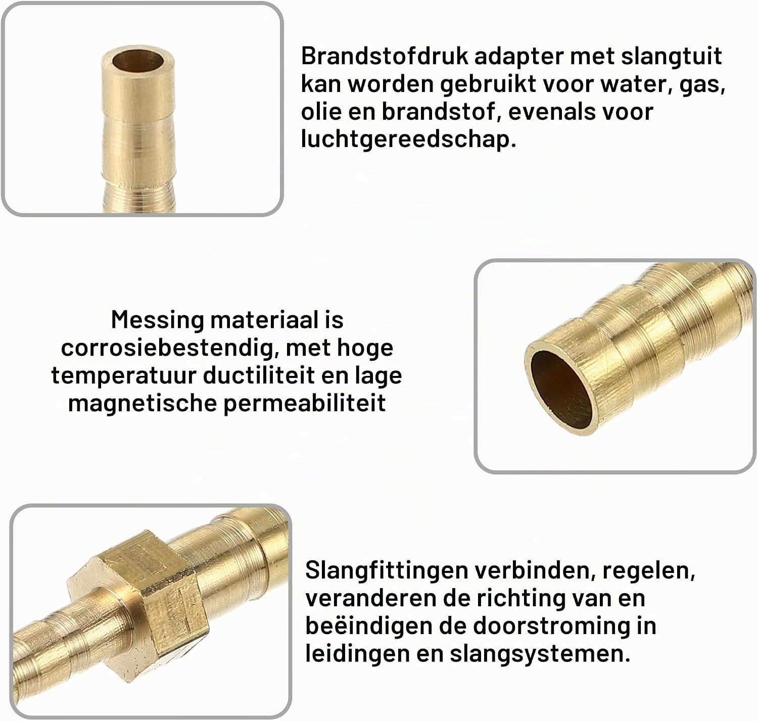 Verbindingselement voor slangen van 6mm naar 4mm - Messing rechte vorm voor duurzame toepassingen