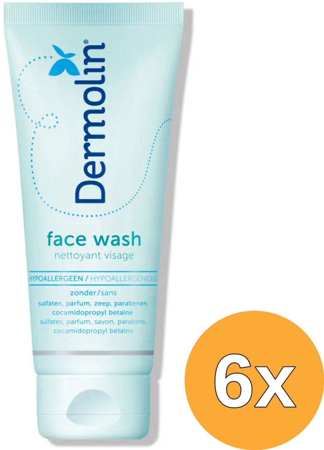 6x Dermolin Face wash CAPB Vrij (100 ml)