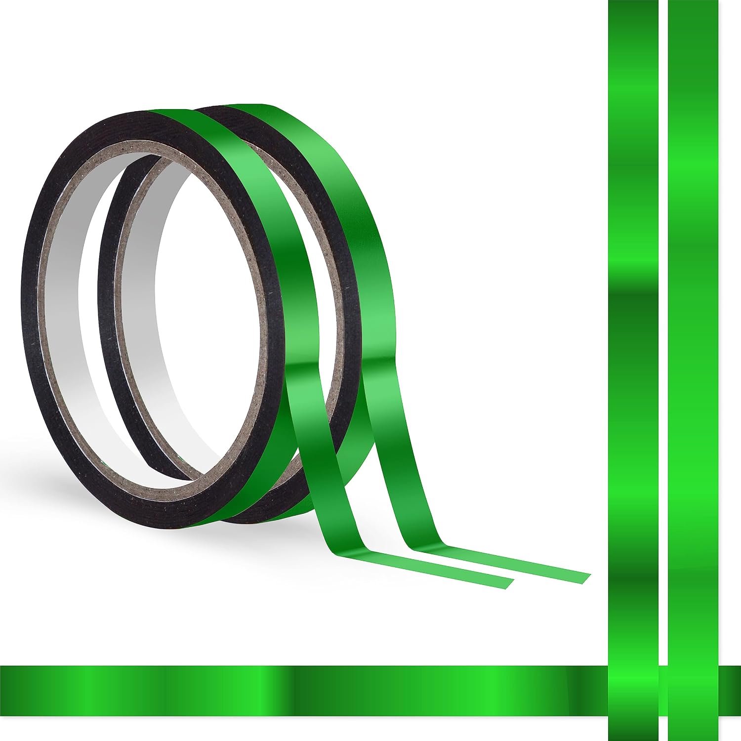 100 meter groene metallic washitape, 2 rollen glinsterende grafische tape, water-/scheurvaste metallic spiegel-wikkelband, verwijderbaar zonder resten voor geschenkdozen, thuis-, school- en