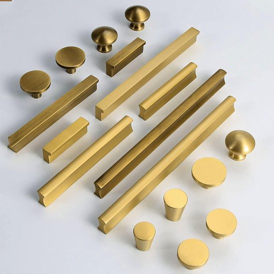 Vintage Kastgrepen Massief Messing Handvat voor Moderne Meubeldeur Ladegrepen 32mm-850mm Keukengrepen voor Kasten 2 Pack Knoppen voor Dressoirladen voor Garderobe Slaapkamer (512mm/20.2in, Bruin) (Gou — afbeelding 2