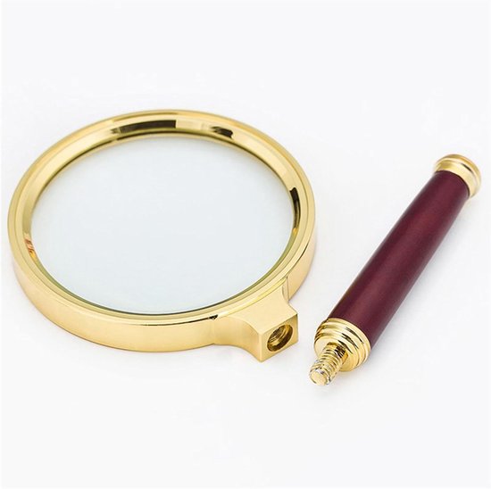 Vintage loep - 10x vergrootglas rekwisiet, antiek koperen loep met — afbeelding 5