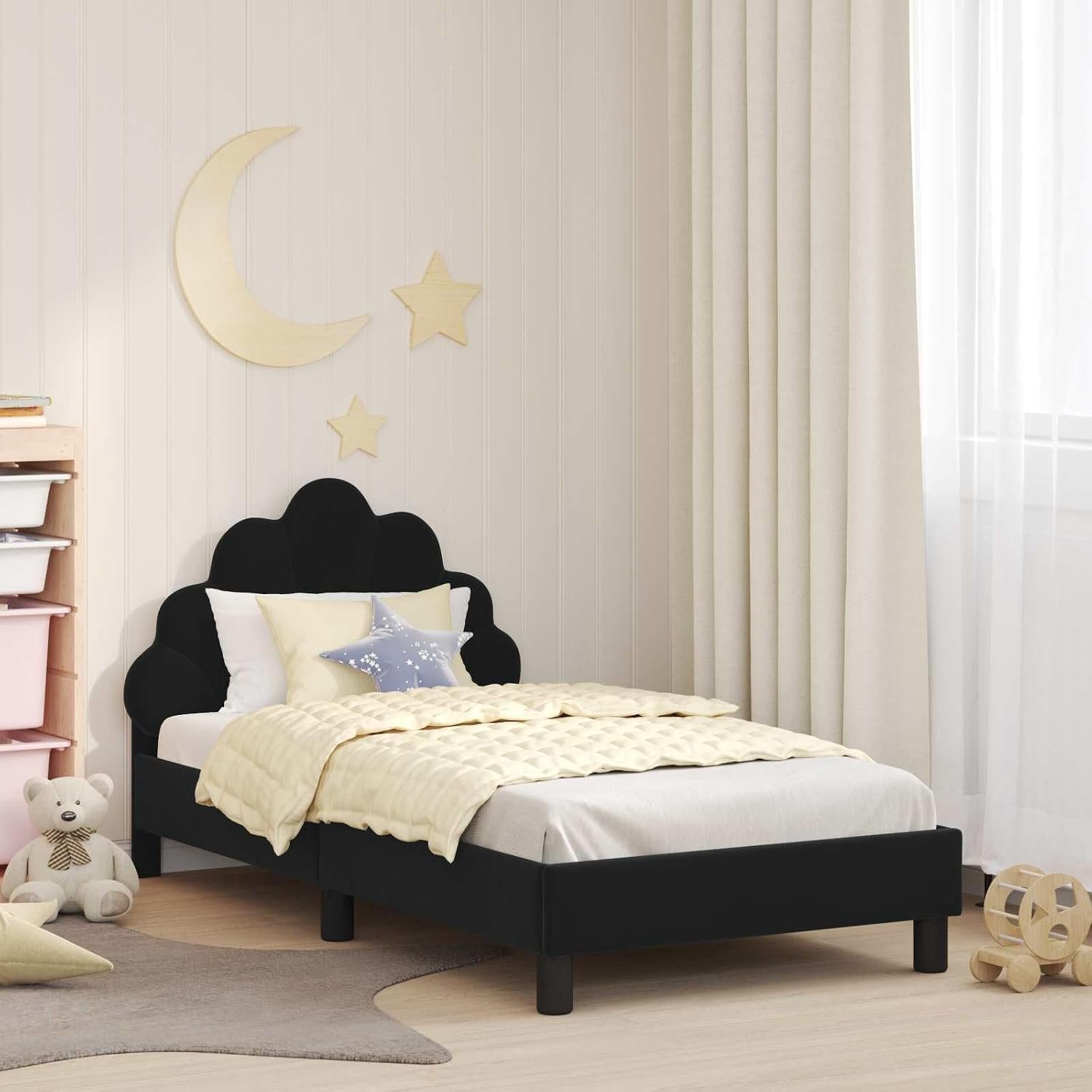 Fluwelen bedframe modern minimalistisch Zwart 80 x 160 cm