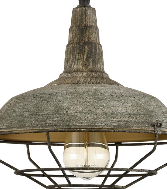 H&K Vintage Stained Finish Metal Cage Barn Ceiling Hanger Hanging Lighting Fixture Antiek Blauw 1 Light — afbeelding 3