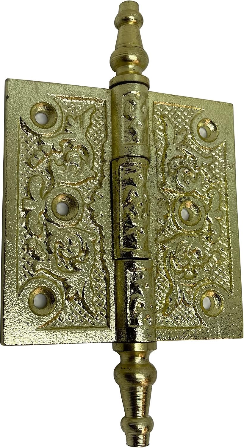 15,2 cm - Antique Hardware Depot - Victoriaanse stijl sierlijke decoratieve antieke oude wereld scharnier, gegoten smeedijzer voor deuren, kasten vintage goud - HG104