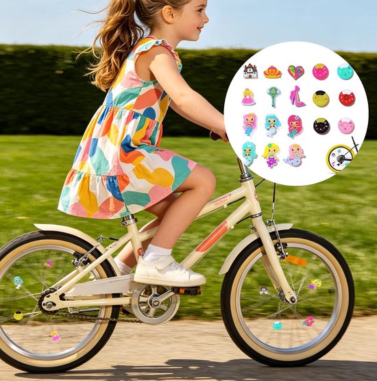 18 stuks fiets spaakdecoratie cartoon fiets spaakkralen donuts zeemeerminnen plastic clip wiel spaken decoraties voor fiets wiel styling accessoires om kleur toe te voegen aan fietsen wielen — afbeelding 3
