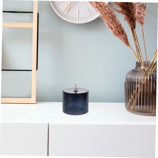 Vintage Glazen Olielamp met Metalen Lont Creatief Navulbaar Stijlvol voor Huisdecoratie Geschikt Middelpunt Bij Bruiloften Binnengebruik Grijs Middelgroot Model voor Sfeervolle — afbeelding 2