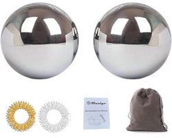 Set roestvrijstalen Baoding-ballen 6,5 cm - handmassage en stressverlichting