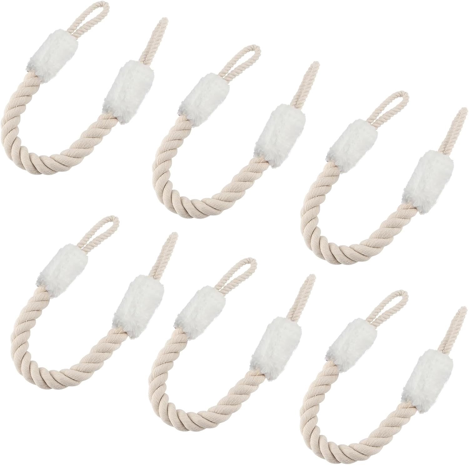 Set van 6 Deurkabels van Katoen, 60 cm, Wit, Voor Bescherming en Stabiliteit van Deuren, Geen Meer Poppende Deuren