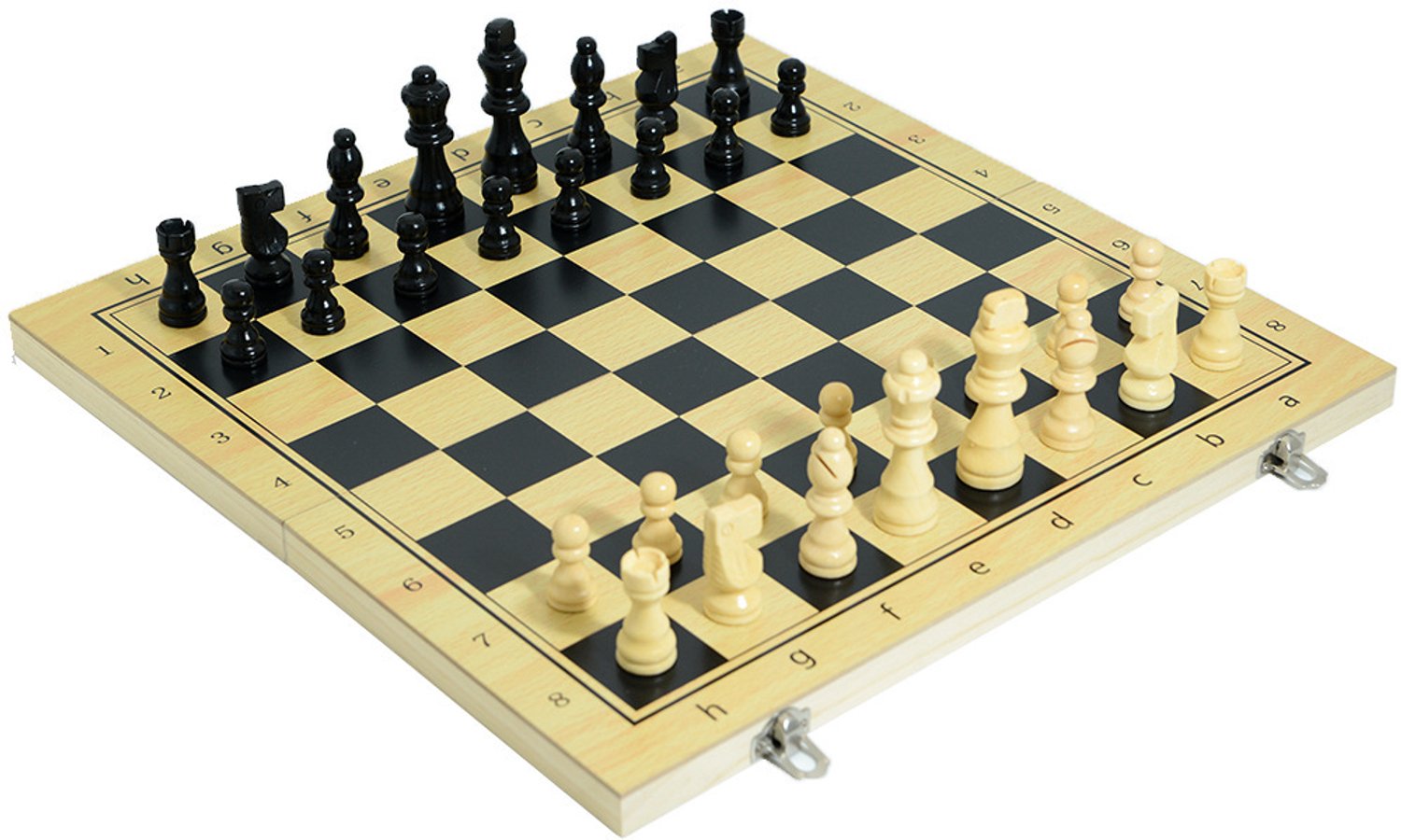 Flero Houten Schaakbord 3-in-1 - Opvouwbaar Bord van 29 cm met Schaken, Dammen en Backgammon - Schaakspel - Dambord - Klassiek Gezelschapsspel - Strategisch Denkspel, Reisspel, Familiespel, Cadeau