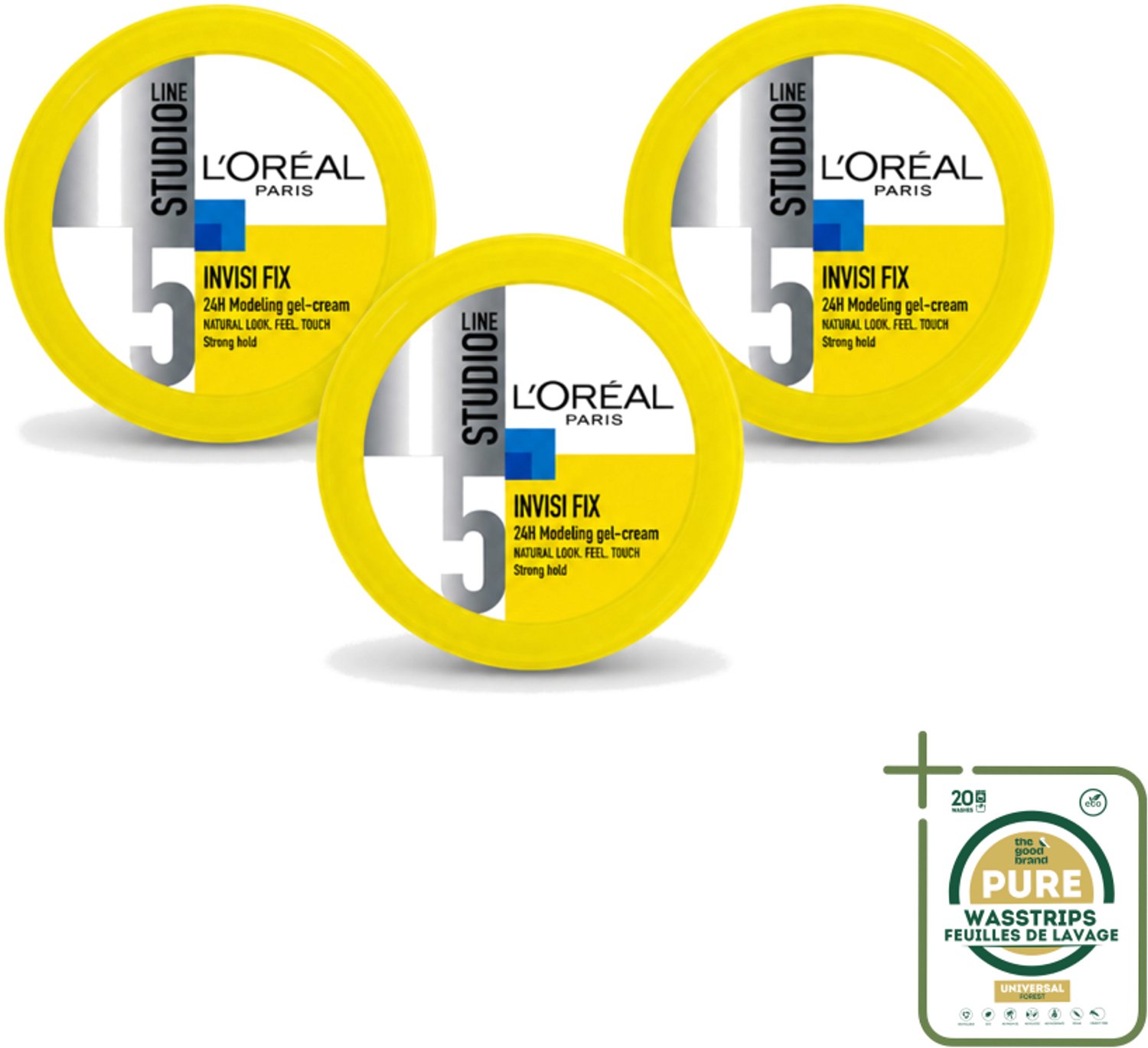 3 x L'Oréal Paris - Gel - Studio Line - Invisi Fix - 24H Clean Modeling Gel Crème - 150 ml - Gel Crème - Haar Fixatie - Natuurlijk Kapsel - Gezond Haar - 24h Clean Modeling