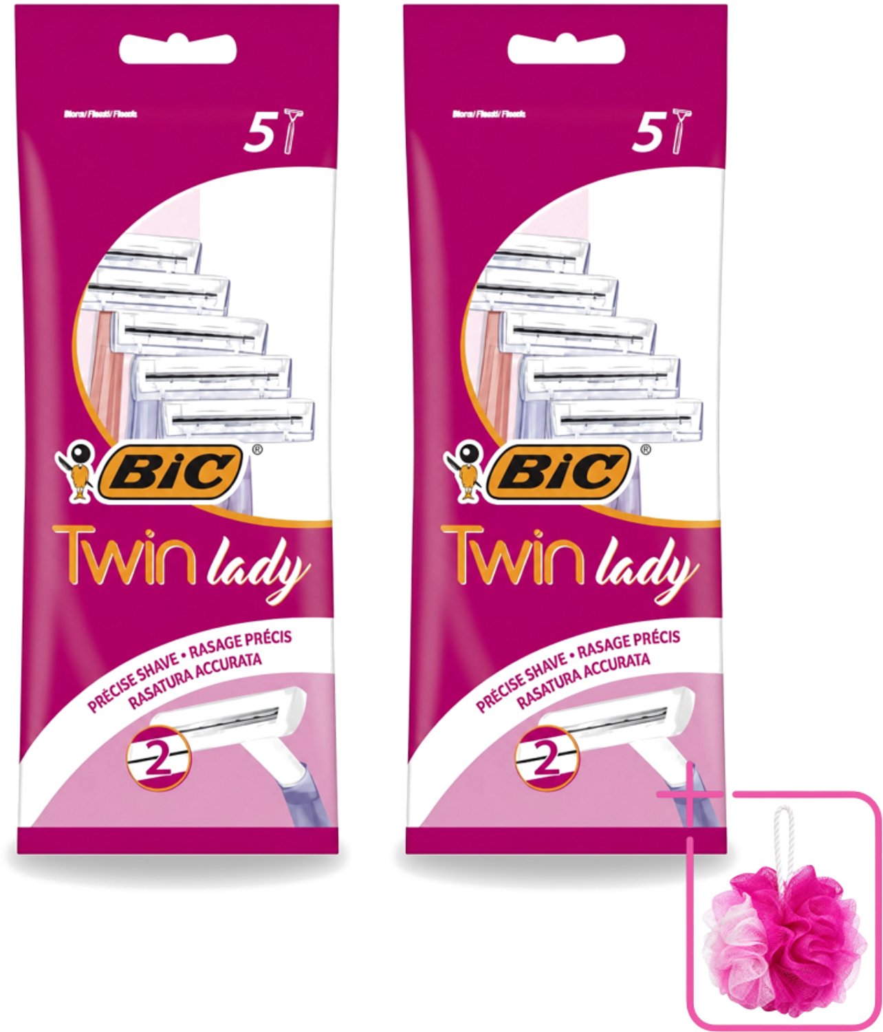 2 x Bic - Twin Lady - Scheermesjes - Dubbel Mesje - Wegwerpmesjes - 5 Scheermesjes - Bulkverpakking - Scheermesje vrouw - Wegwerpscheermesje