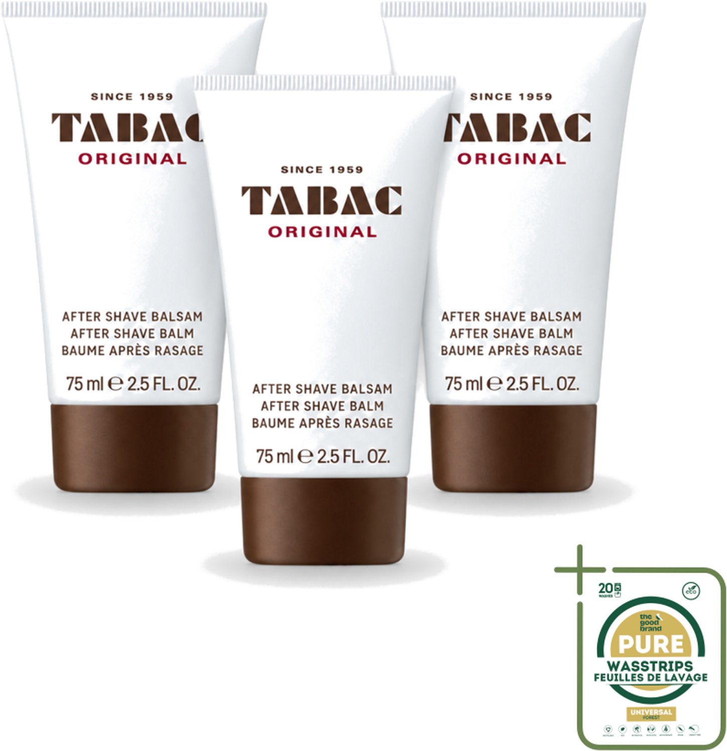 3 x Tabac Original Men - Aftershave Balsem - Verzachtend - 75 ml - Aftershave Balsem - Huid Verzachten - Huid Kalmeren - Scheren Na - Droge Huid
