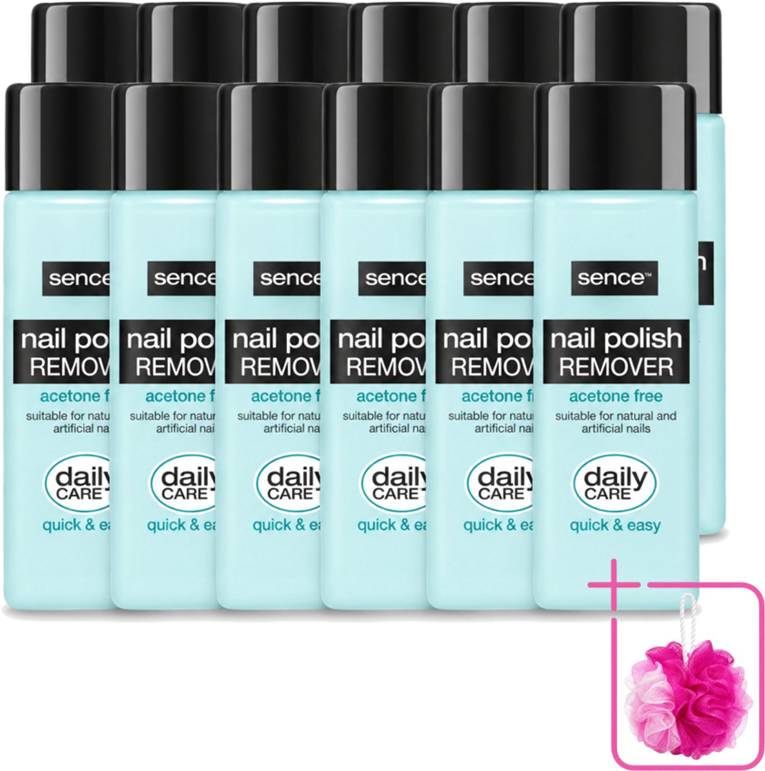 12 x Sence - Acetonvrij - Nagellakremover - Pompflacon - 175 ml - Bulkverpakking - Nagellak verwijderen - Douchemop - Acetonvrije nagellakremover