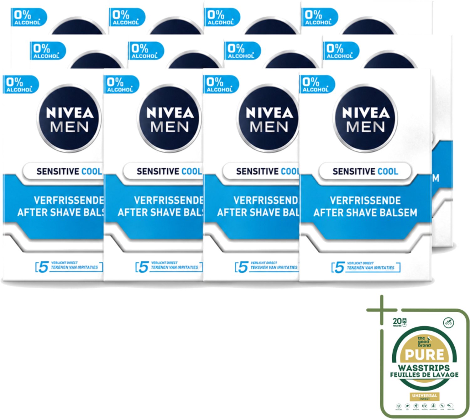 12 x Nivea - Men - Sensitive Cool Aftershave Balsem - Zeewierextract & Kamille - Alcoholvrij - 100 ml - Aftershave Balsem - Alcoholvrij Aftershave - Gevoelige Huid - Scheren Na - Roodheid Verminderen