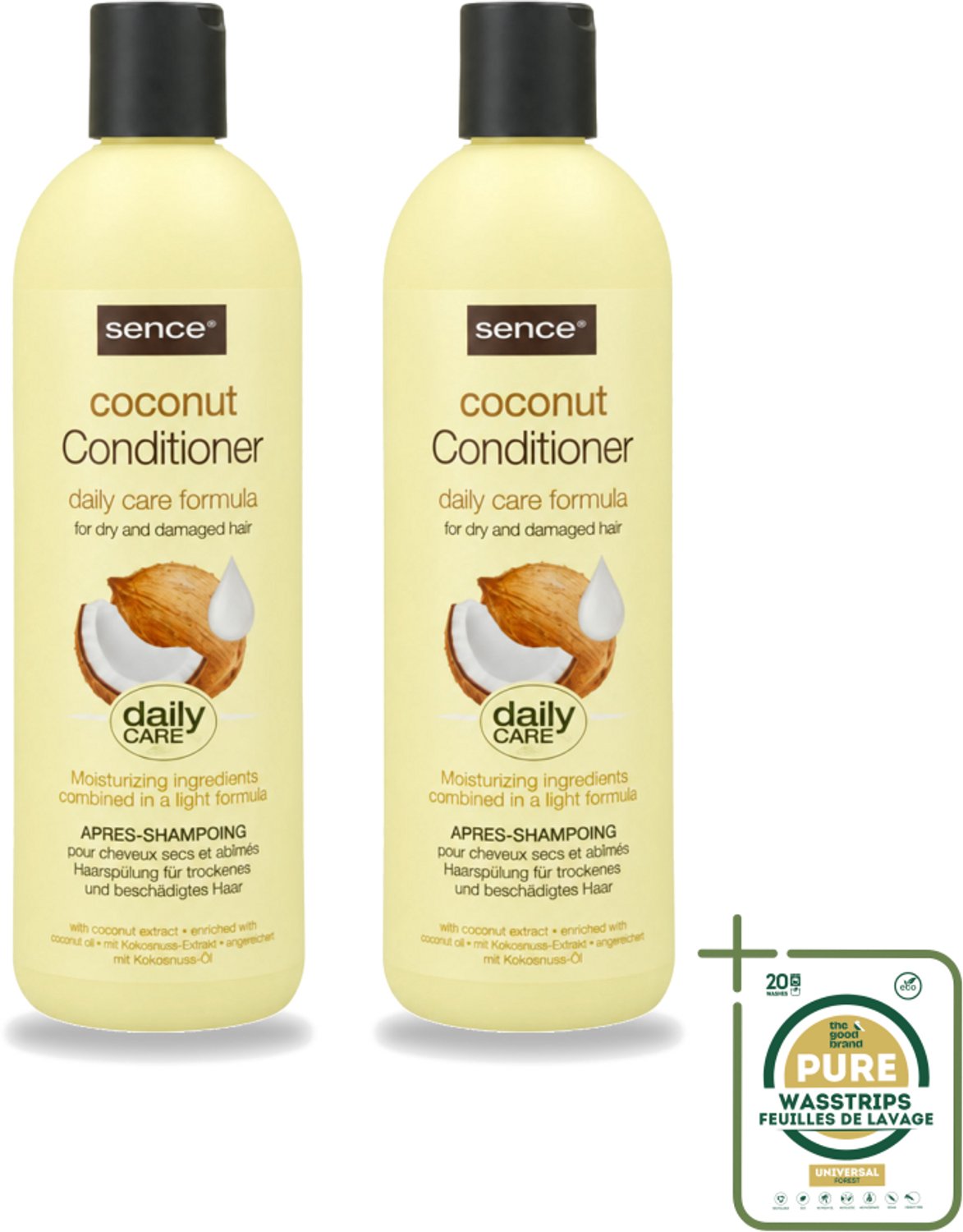 2 x Sence – Conditioner – Coconut – 400 ml - Wasstrips - Conditioner Voor Droog Haar - Kokos Conditioner - Voedend Haar - Herstel Voor Beschadigd Haar - Zachte Haar