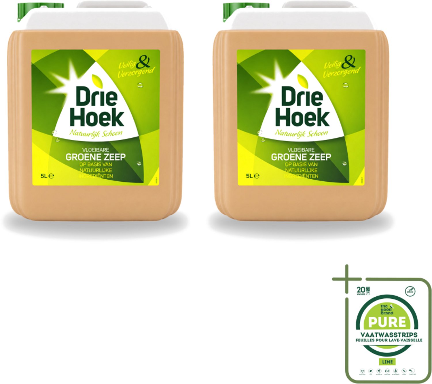 2 x Driehoek – Vloeibare Zeep – Groene Zeep – 5 liter - Grootverpakking - Vaatwasstrips - Schoonmaken - Natuurlijke Zeep - Vloeibare Zeep - Textiel Reinigen - Steen Reinigen