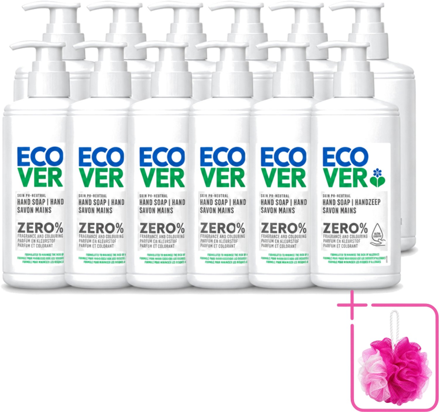 12 x Ecover - Handzeep ZERO - Parfumvrij - 250 ml - Bulkverpakking - Handzeep - Douchemop - Parfumvrije handzeep