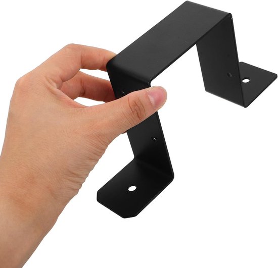 2 Stuks Heavy Duty Post Tie Bracket Zwart Square Tube Strap Clamp voor Tuinhek Ondersteuning met Verstelbare Montagegaten voor Stabiele Fence Post Fixatie — afbeelding 3