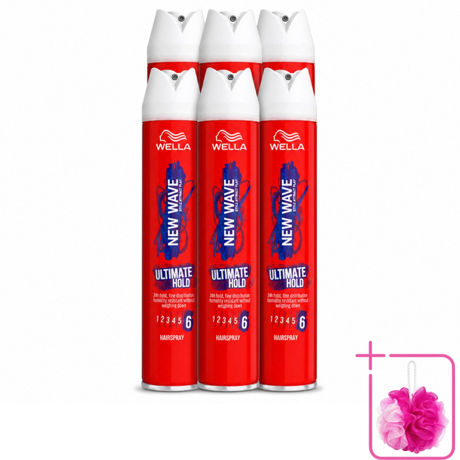 6 x Wella – New Wave Ultimate Hold – Haarspray – 400 ml - Bulkverpakking - Haarspray - Douchemop - Fixatiespray