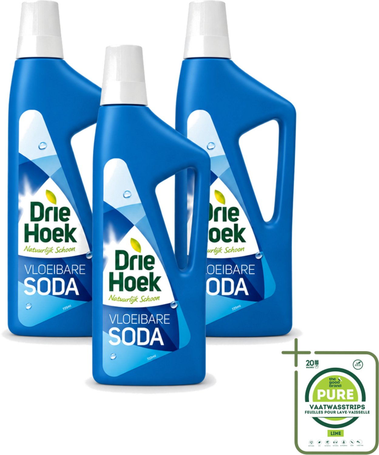 3 x Driehoek – Vloeibare Soda – 725 ml - Grootverpakking - Vaatwasstrips - Vloeibare Soda - Schoonmaakmiddel - Vlekken Verwijderen - Textiel Reinigen - Steen Reinigen