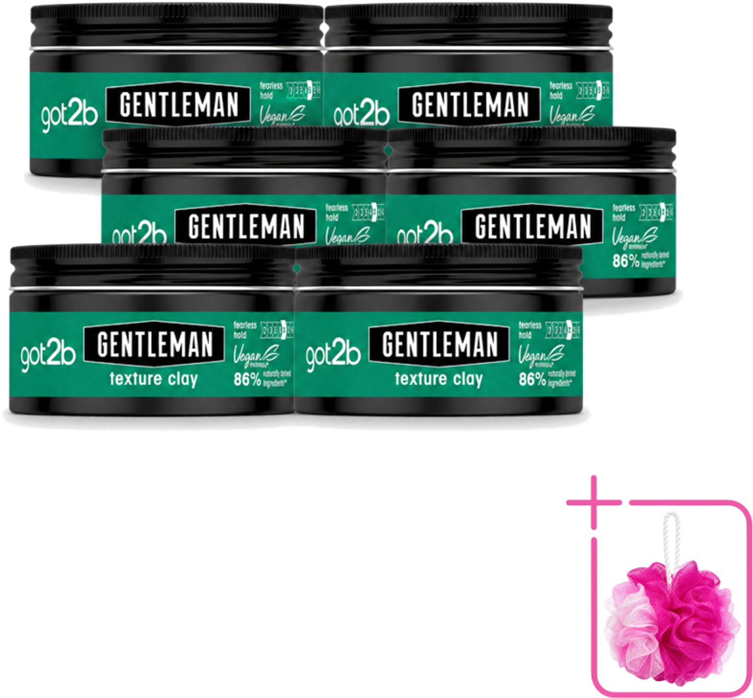 6 x Got2B - Texture Clay - Gentleman - 100 ml - Bulkverpakking - Natuurlijke haarlook - Douchemop - Matte finish