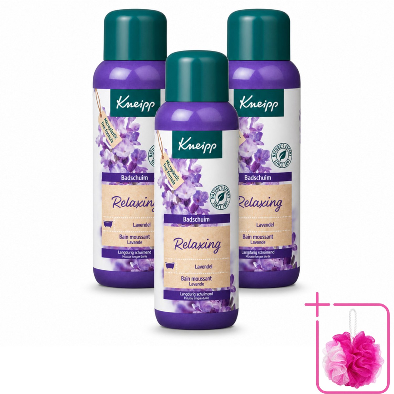 3 x Kneipp - Badschuim - Lavendel - Bloemige geur - 400 ml - Bulkverpakking - Badshuim - Douchemop - Ontspanning