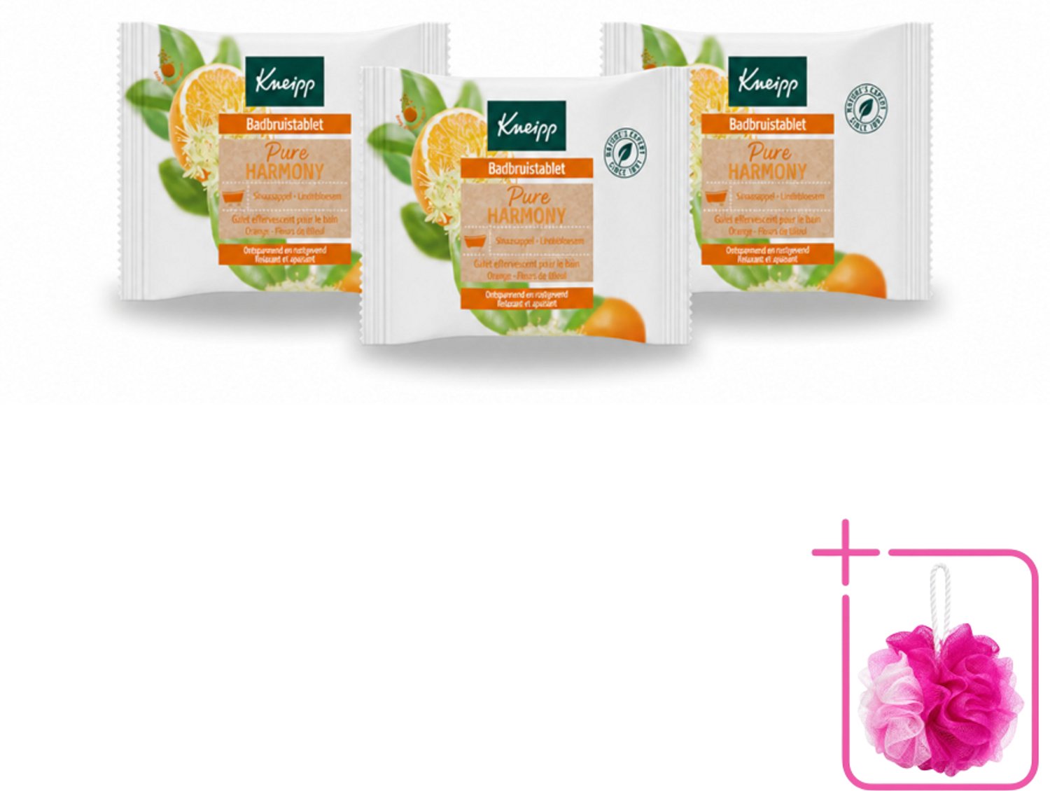 3 x Kneipp - Badbruistablet - Oranje lindebloesem - Bulkverpakking - Badbruistablet - Douchemop - Ontspanning